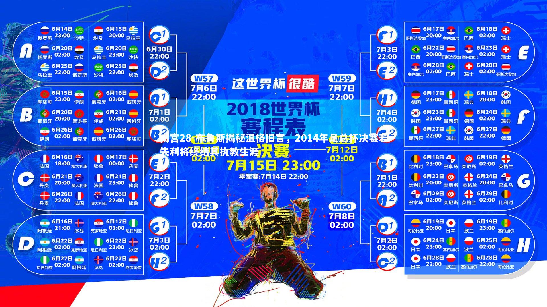 南宫28-布鲁斯揭秘温格旧言，2014年足总杯决赛若失利将终结其执教生涯